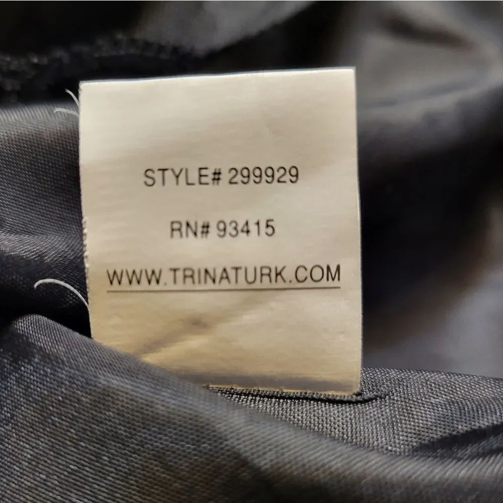 Trina Turk Silk Crepe Black A-Line Pleated Midi Skirt Bow Ties Waist Pockets